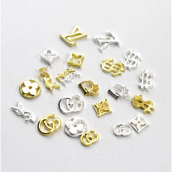 Túi 50 charm đính móng kim loại mẫu thương hiệu trang trí móng