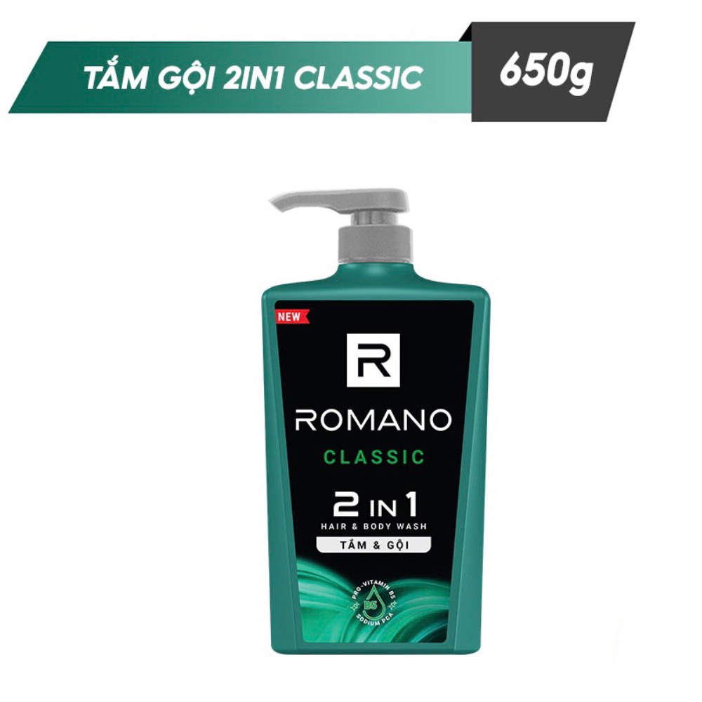 Tắm gội 2 trong 1 hương nước hoa Romano 650g/chai
