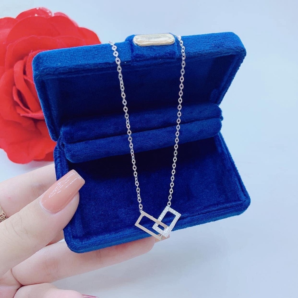 Dây chuyền bạc nữ lồng hình chữ nhật Evasilver, vòng cổ nữ tính chất liệu bạc ta cao cấp
