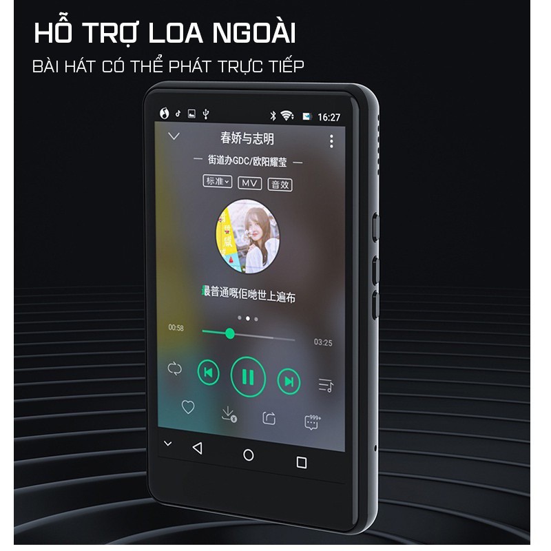 (Hỗ Trợ Tiếng Việt) Máy Nghe Nhạc Ruizu H6 Android MP4 Màn Hình Cảm Ứng 4.0 Inch Bluetooth WiFi - Bản Quốc Tế 2023, 16GB