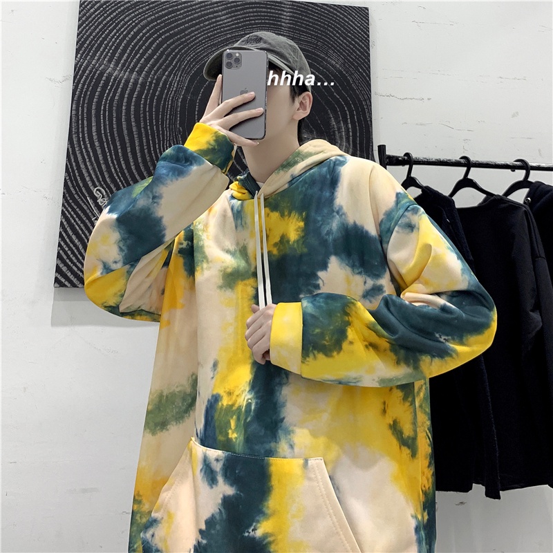 Áo Khoác Hoodie Dáng Rộng Màu Sắc Gradient Phong Cách Hip Hop Thời Trang Mùa Thu Cho Nam Giới