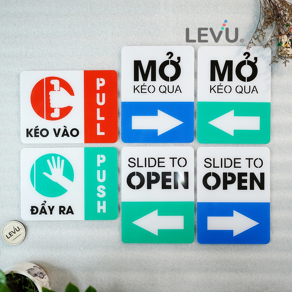 Bảng mica pull push dán cửa kéo vào đẩy ra trang trí cửa ra vào