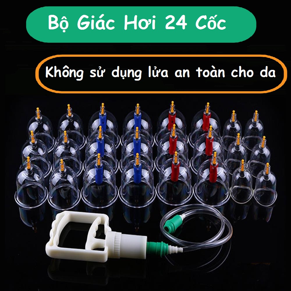 dụng cụ giác hơi chân không 24 phụ kiện ,ống giác hơi bằng nhựa. Bảo hành toàn quốc