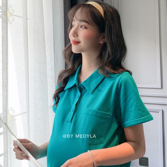 MEDYLA - Đầm bầu công sở dự tiệc thiết kế xinh dáng polo cotton cho bầu đi chơi du lịch cực xinh - VS817