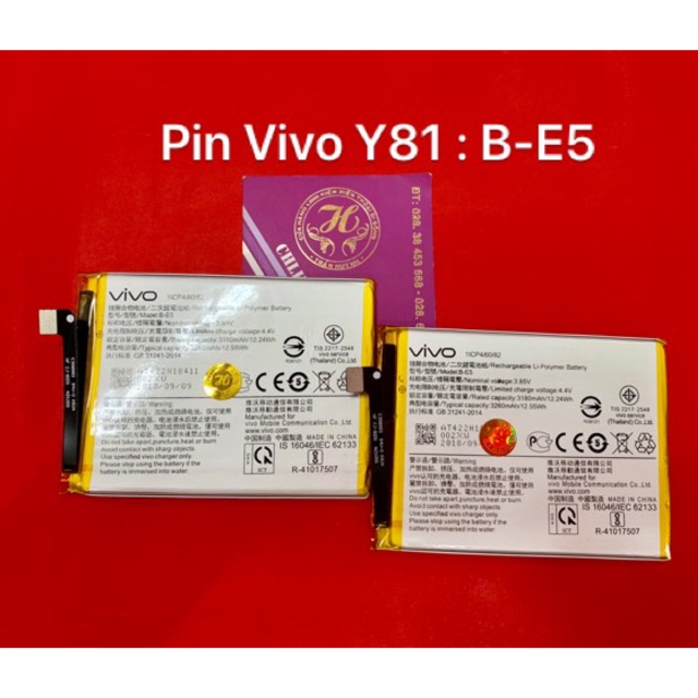 Pin Vivo Y81 kí hiệu B E5 zin