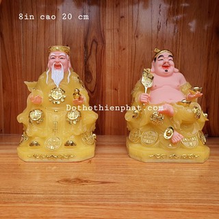 Cặp tượng thần tài ông địa 8in màu vàng cam