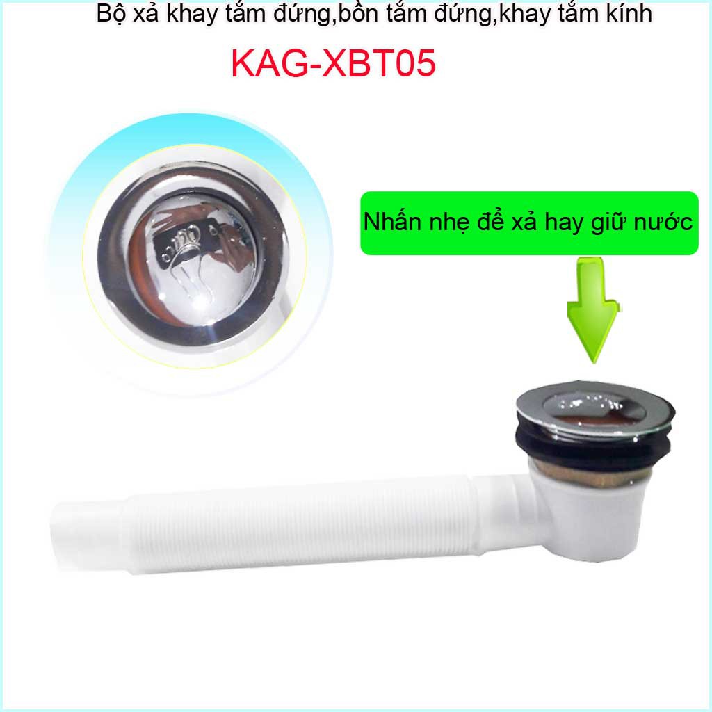 Bộ xả bồn tắm đứng KAG-XBT05, xả bồn tắm kính, Bộ xả khay tắm đứng xả đạp chân thoát nước nhanh sử dụng tốt