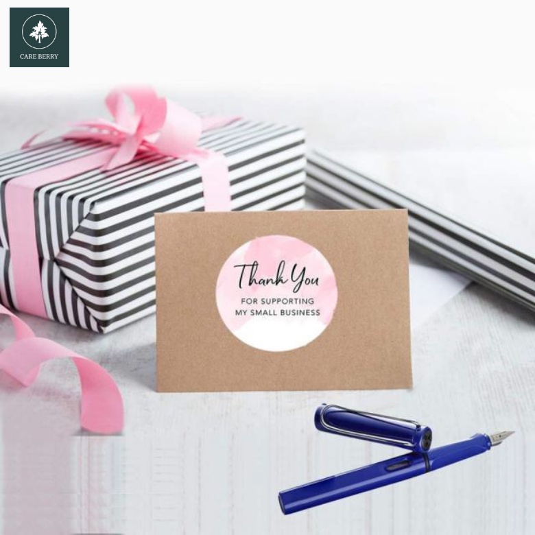 Cuộn 500 miếng dán chữ THANK YOU FOR SHOPPING gói hàng, gói quà, gói bánh, trang trí tiện dụng (sticker dán mẫu mới)