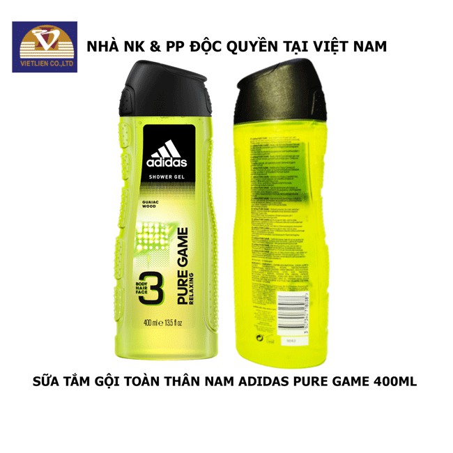 Combo 2 chai : Xịt khử mùi 150ml + Sữa Tắm Gội Toàn Thân 400ml - Nam Adidas - Pure Game