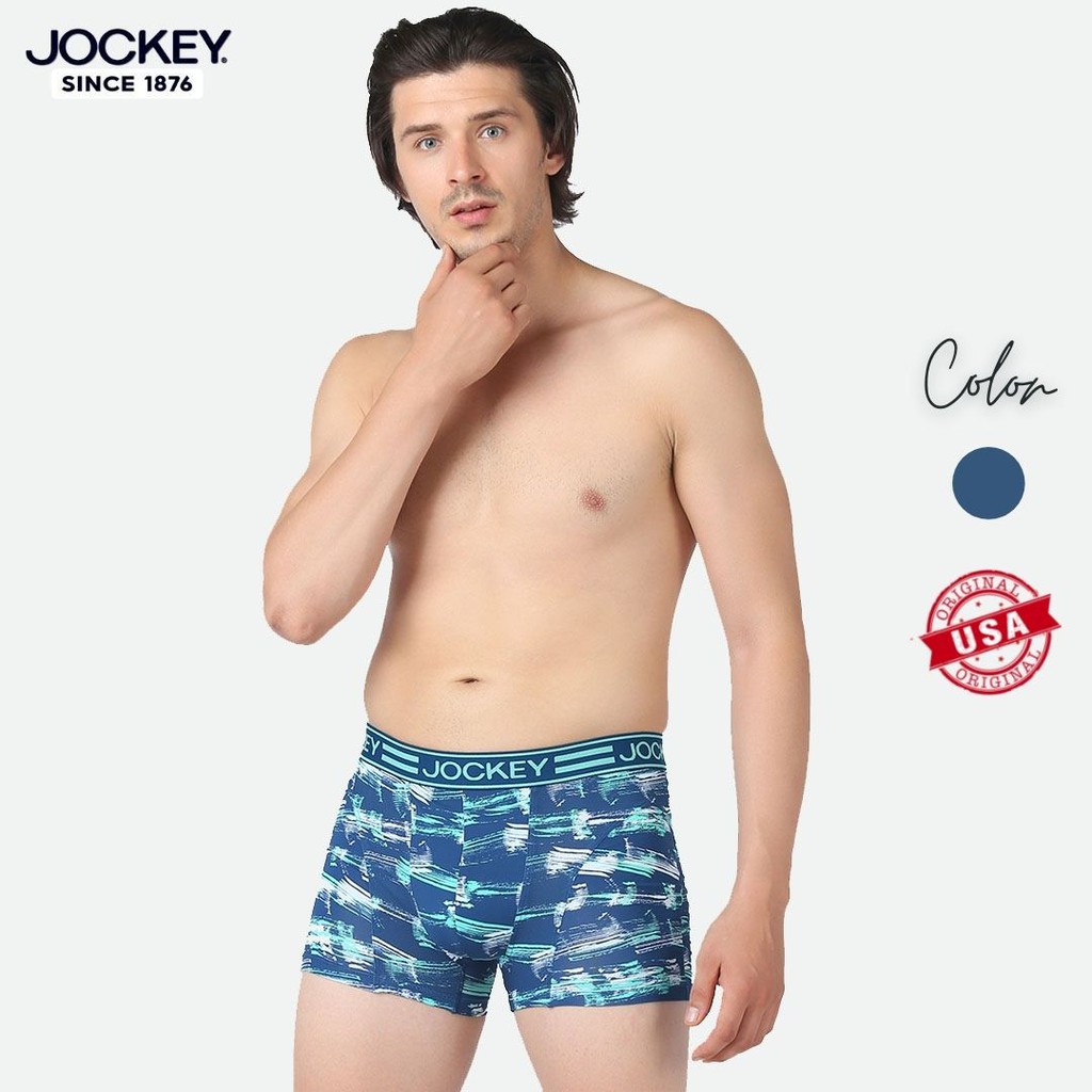 Quần Lót Nam Jockey Dáng Trunk Boxer Họa Tiết Thun Lạnh Xanh in Kháng Khuẩn Cao Cấp - J7387