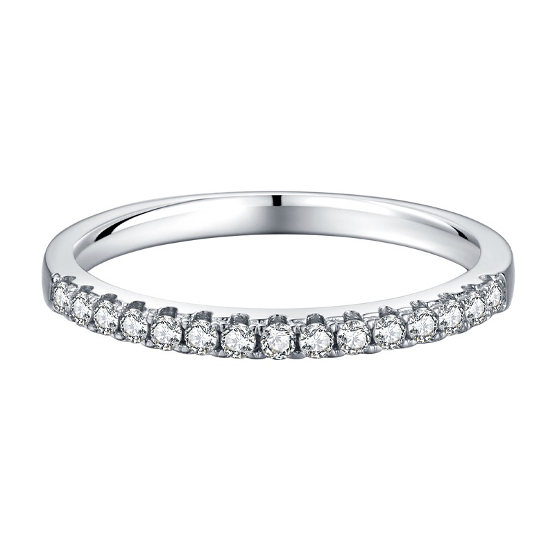 Nhẫn nữ bạc ta đính 1 hàng đá dày đặn Asimi, nhẫn bạc nữ đính đá Cz cao cấp sang trọng Line Gem NA07