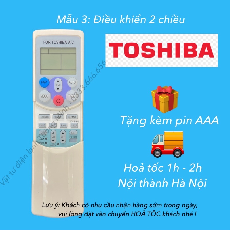 Điều khiển điều hoà máy lạnh Toshiba 2 chiều lắp trượt ( mẫu số 3 )