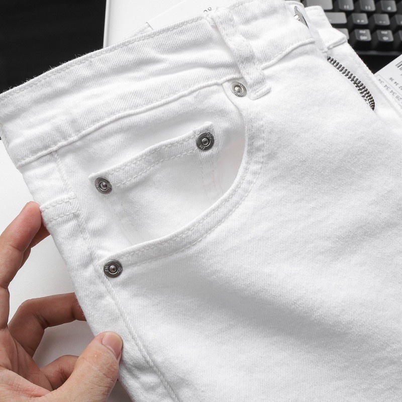 Quần short jean nam 02 màu đen trắng| Quần ngố nam jean co giản hàng cáo cấp