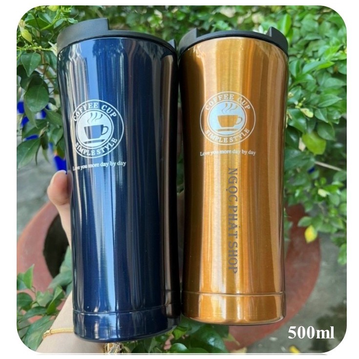 Ly Cafe Giữ Nhiệt SZM 500ml, Inox 304  [tặng kèm combo 2 ống hút inox và dụng cụ vệ sinh ống hút]