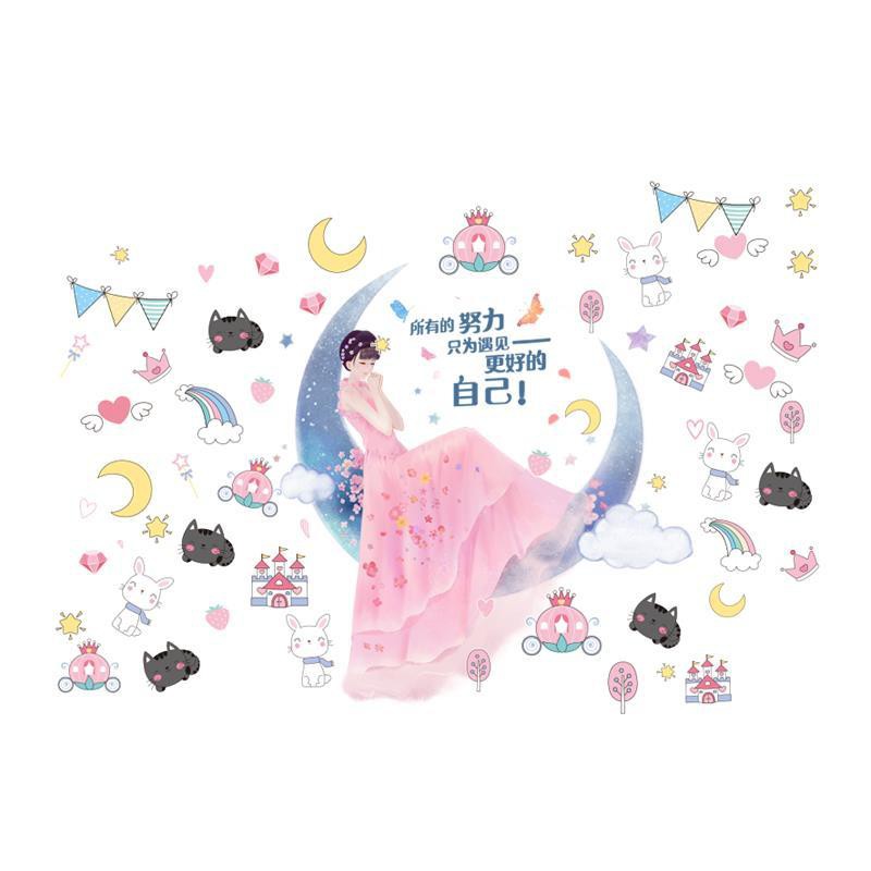 Sticker Dán Tường Trang Trí Phòng Ngủ Cho Bé Gái