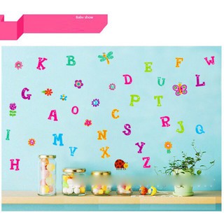 Decal tranh dán tường bảng chữ cái và hoa