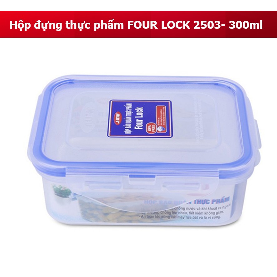 [Combo 4 Chiếc] Hộp đựng bảo quản thực phẩm FOUR LOCK (300ML, 450ML, 850ML, 1220ML)