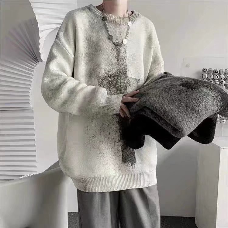 Áo sweater cổ tròn dáng rộng phong cách Âu Mỹ thời trang thu đông cho nam