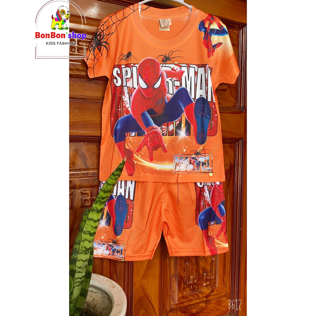 3DSNN02_Đồ bé trai có tay, Bộ siêu nhân nhện cho bé trai vải 3d thái mát lạnh cho bé từ 1 tuổi đến 5 tuổi