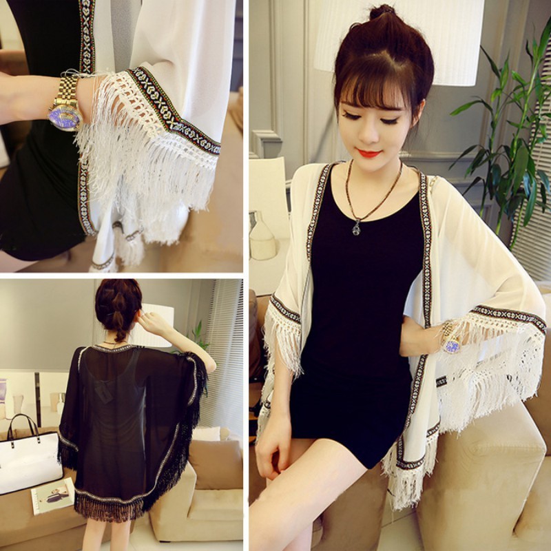 FREESHIP ĐƠN 99K_ Áo khoác cardigan trang trí tua rua xinh xắn cho nữ