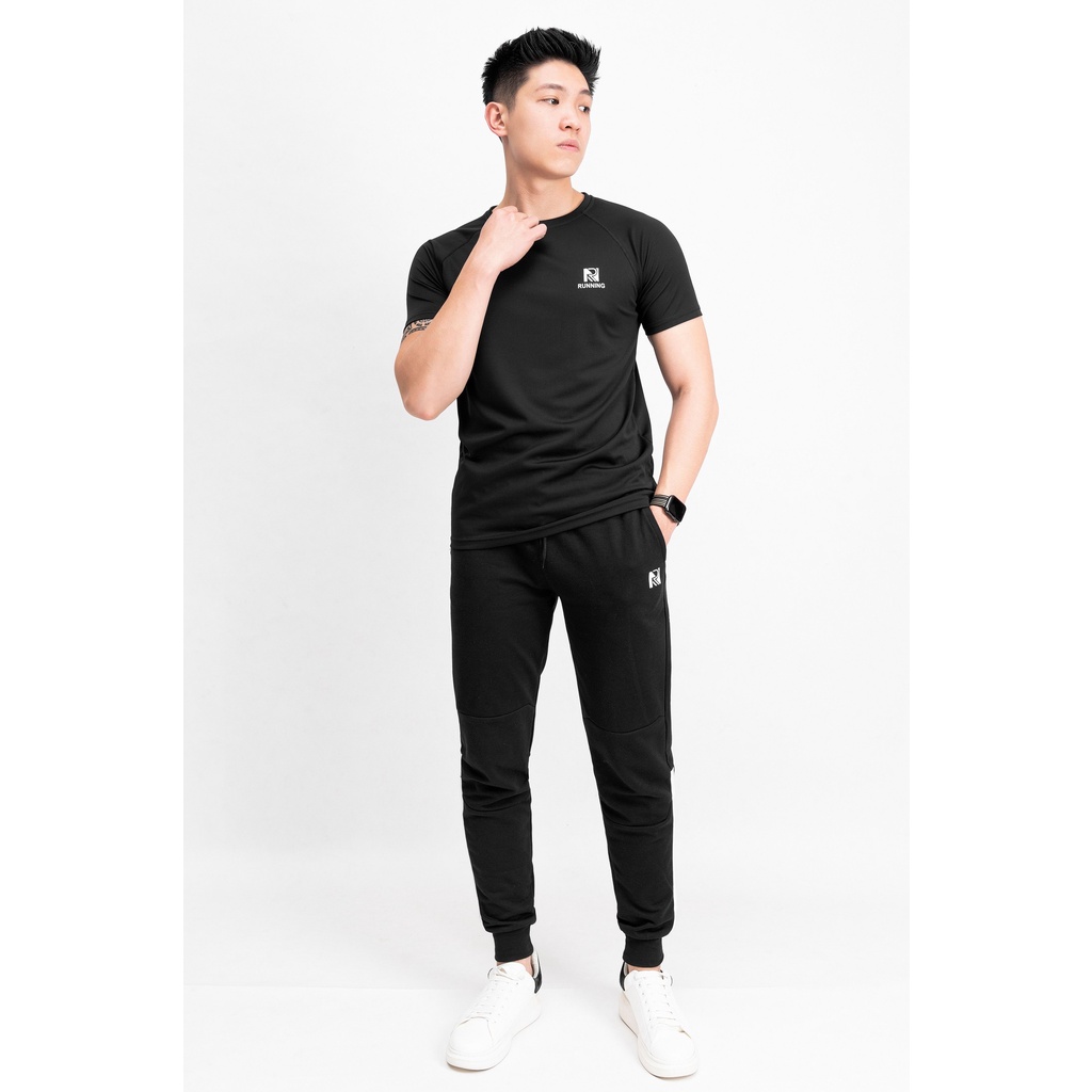 Bộ quần dài thể thao, áo thun body co giãn + quần jogger sọc phong cách thể thao, tập gym L2-Run