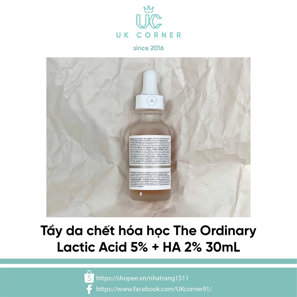 Tẩy da chết hóa học The Ordinary Lactic Acid 5% + HA 2% 30ml