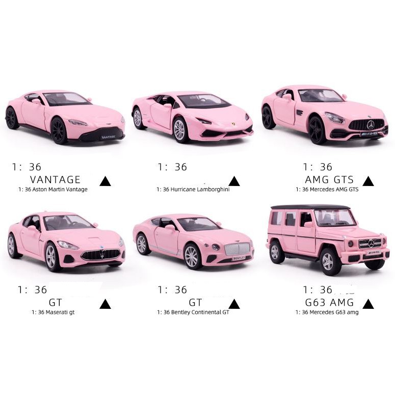 1:36 Pink series for girl Xe mô hình kim loại quà tặng bé gái