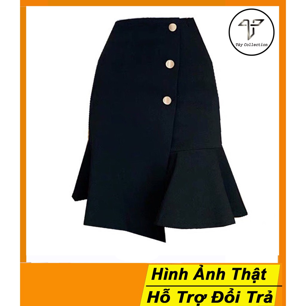 Chân Váy Suông Đuôi Cá Phối Vạt Chéo Tây Collection, Vải Đẹp, May Kĩ, Mặc Tôn Dáng