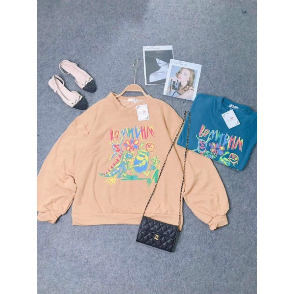 Áo Sweater Nỉ Bông Hoạt Hình Cute, Áo Thu Đông Ulzzang Unisex Form Rộng