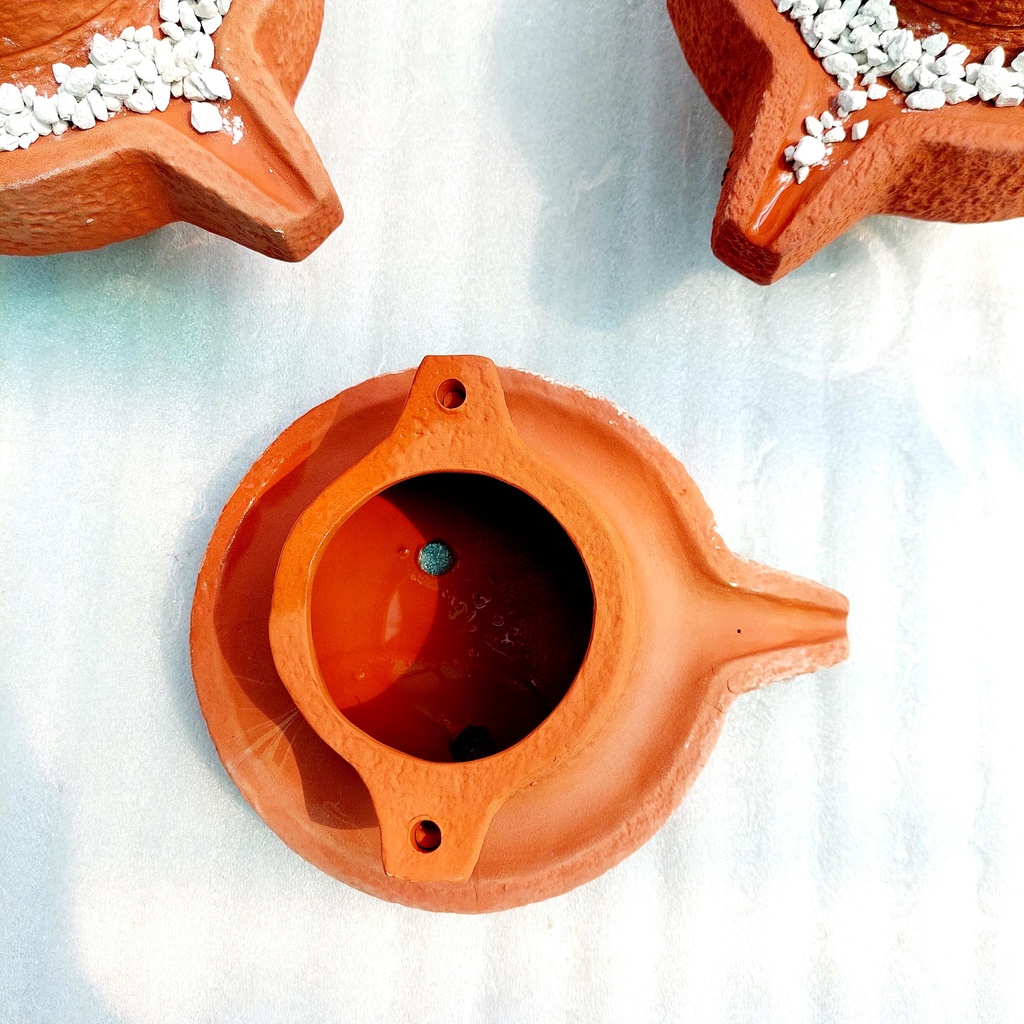 Chậu đất nung, Chậu sen đá - Cối xoay, miệng chậu 10cm, chiều cao 10cm