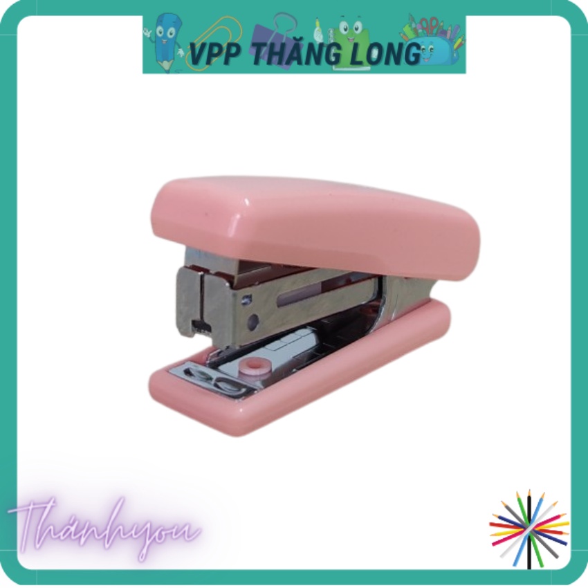 Dập ghim, bấm ghim học sinh mini số 10 mã 0222, dập 12 trang, màu hồng, xanh