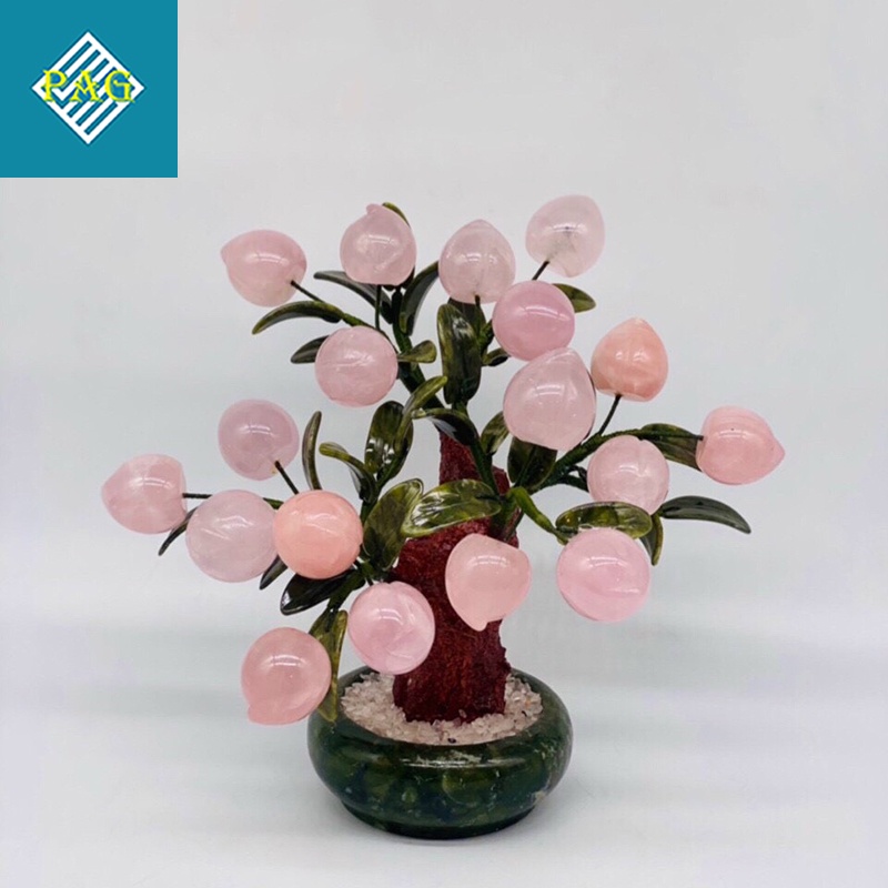 Cây Đào Tài Lộc Đá TA Hồng Tự Nhiên Siêu Đẹp 12-18-28 Quả Loại Chậu Tròn