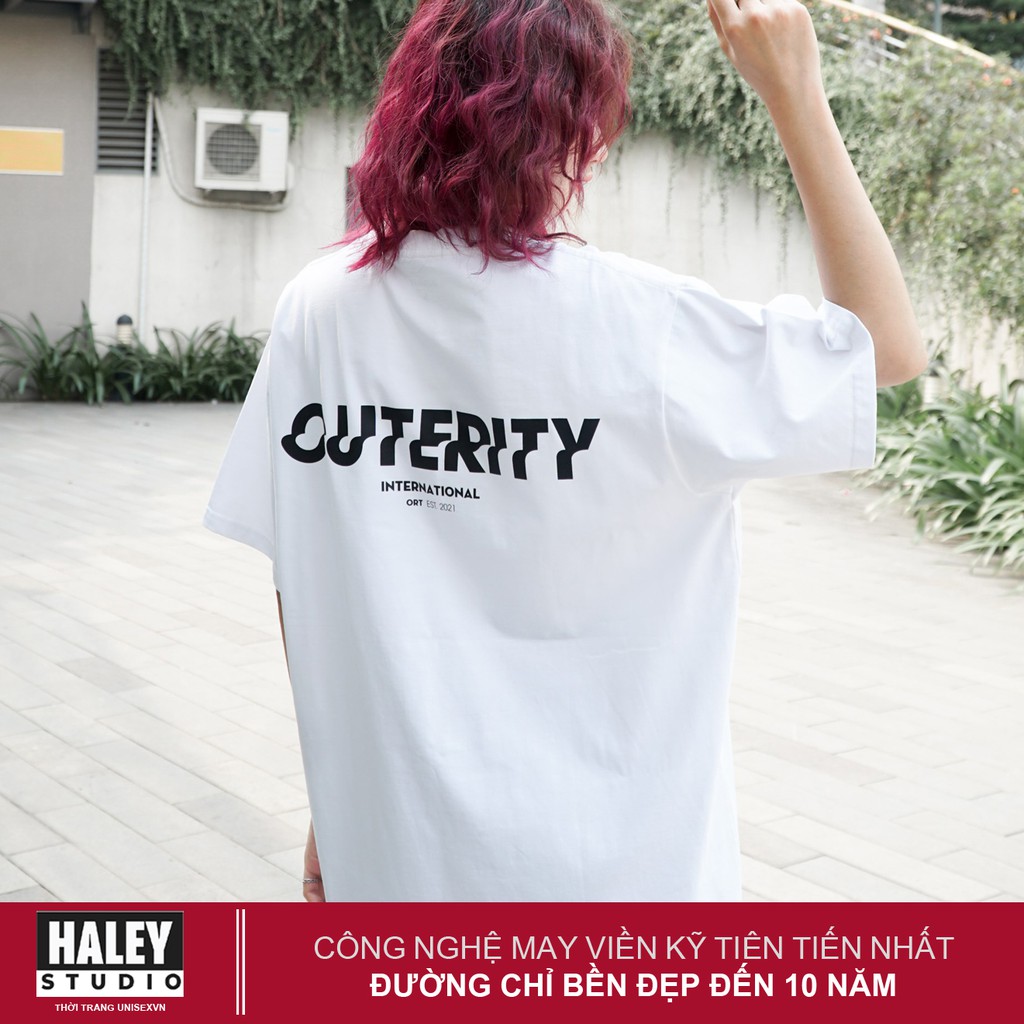 Áo Thun Unisex Form Rộng Tay lỡ Nam Nữ OUTERITY Basic tee chất cotton 100% siêu thoáng mát CTN264 HALEY