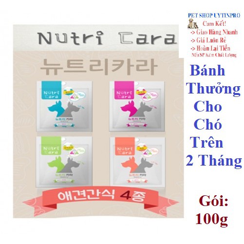BÁNH THƯỞNG CHO CHÓ Nutricara Dog Food Dạng thanh mềm Gói 100g Xuất xứ Hàn Quốc