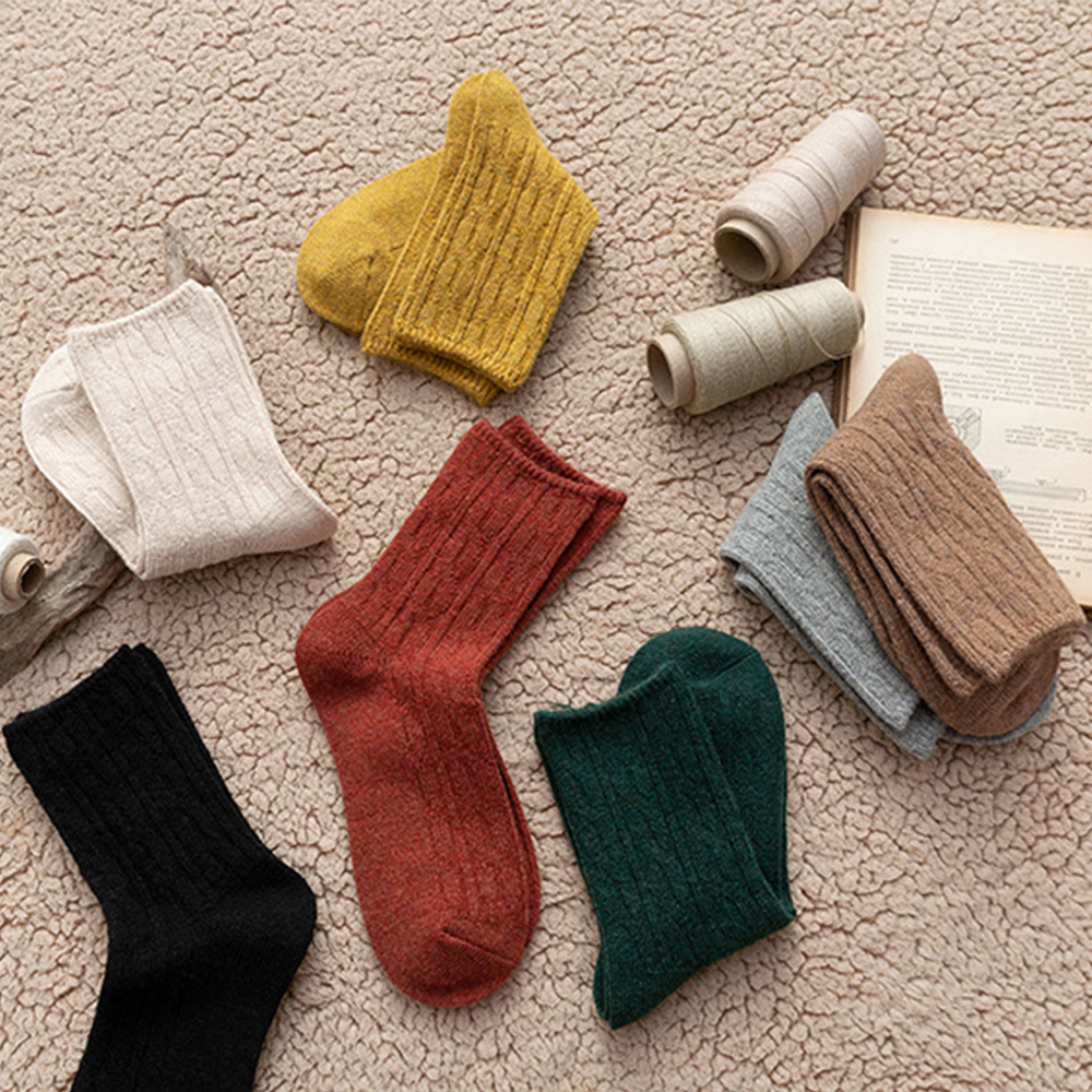 Đôi tất cotton màu trơn thấm hút mồ hôi thoáng khí phong cách retro