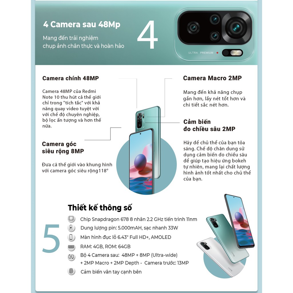 Điện thoại Xiaomi Redmi Note 10 6GB/128GB - Hàng Chính Hãng Digiworld - Bảo Hành 18 Tháng | BigBuy360 - bigbuy360.vn