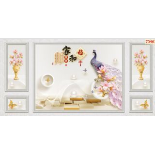 Tranh dán tường 3D kết hợp Phào chỉ