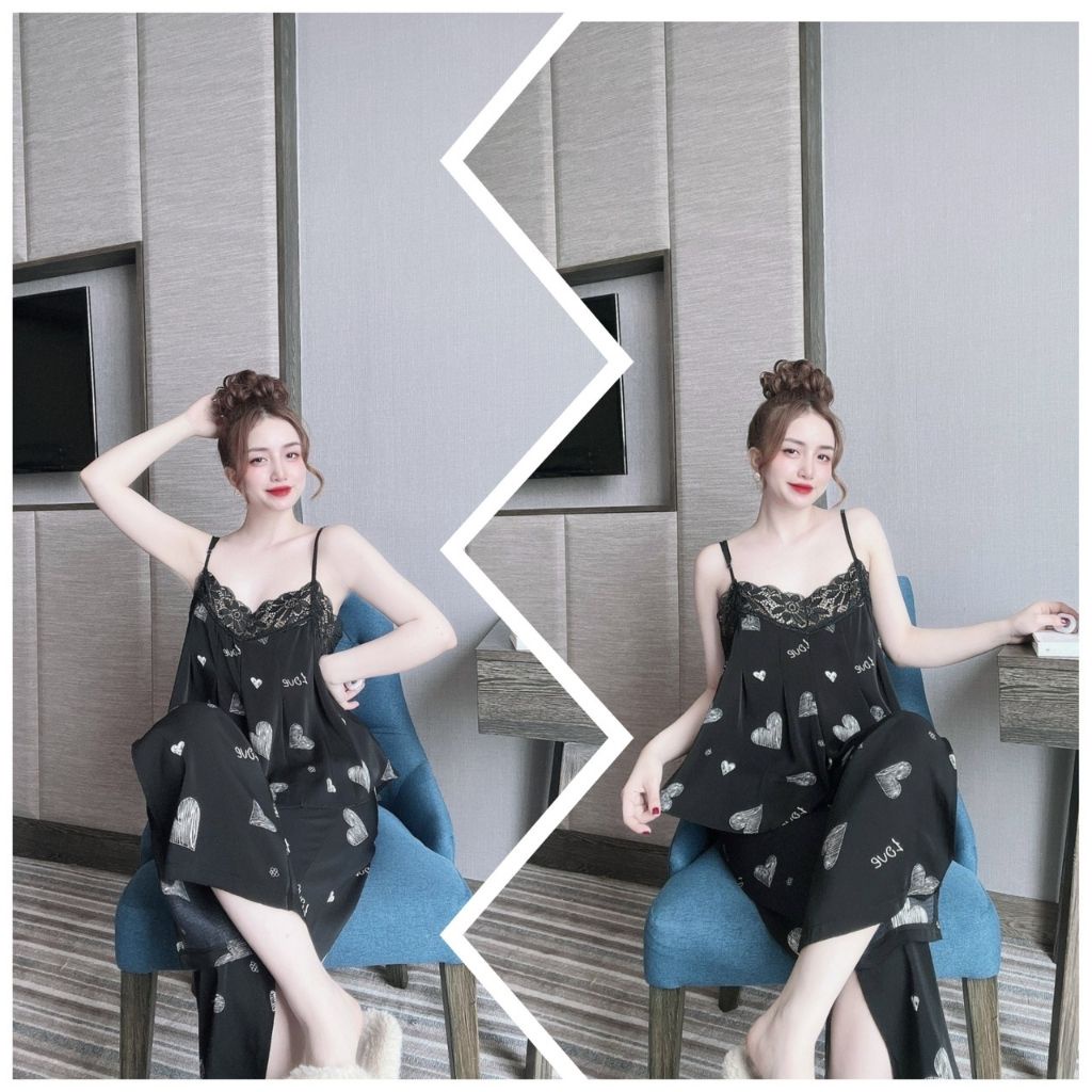 Đồ ngủ nữ❣️FREE SHIP❣️Đồ ngủ sexy lụa Mango cao cấp mềm mại xinh xắn &lt; 65KG