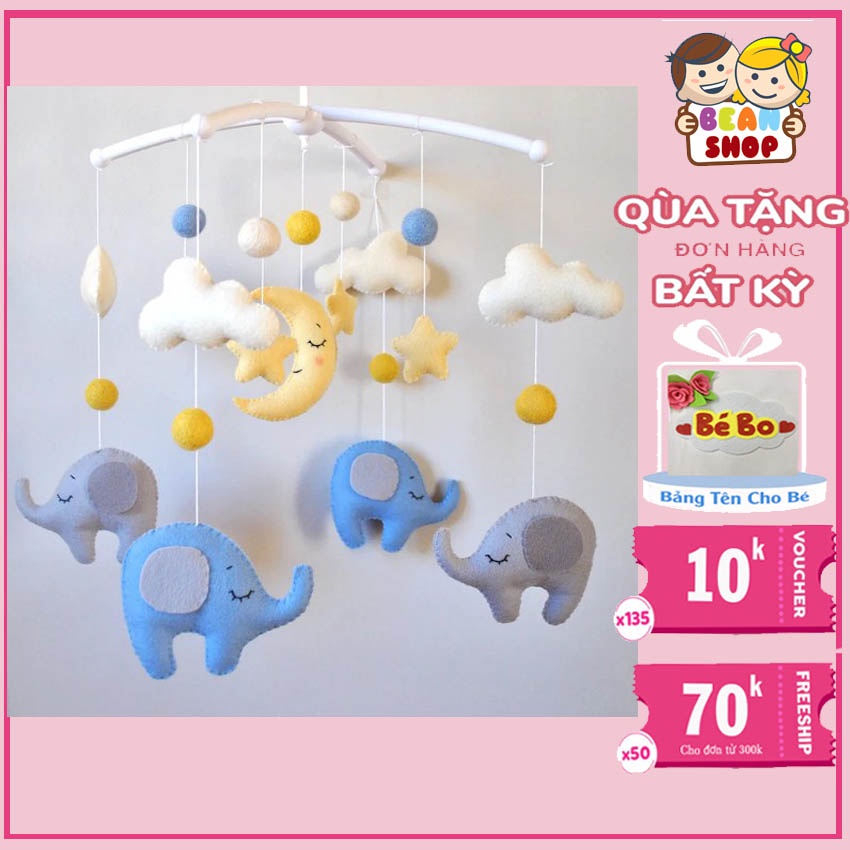 Treo nôi cũi chú voi xanh cho bé