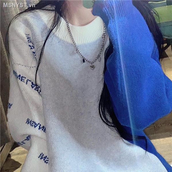 Áo sweater cổ tròn dáng rộng màu xanh dương kiểu Hàn Quốc thời trang thu đông cho nữ sinh [lót trong 7 ngày]
 | BigBuy360 - bigbuy360.vn