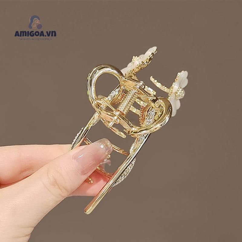 ✨✨Kẹp Tóc Hợp Kim Hình Cá Mập Đính Đá Ngọc Trai Nhỏ Nhắn Dành Cho Nữ