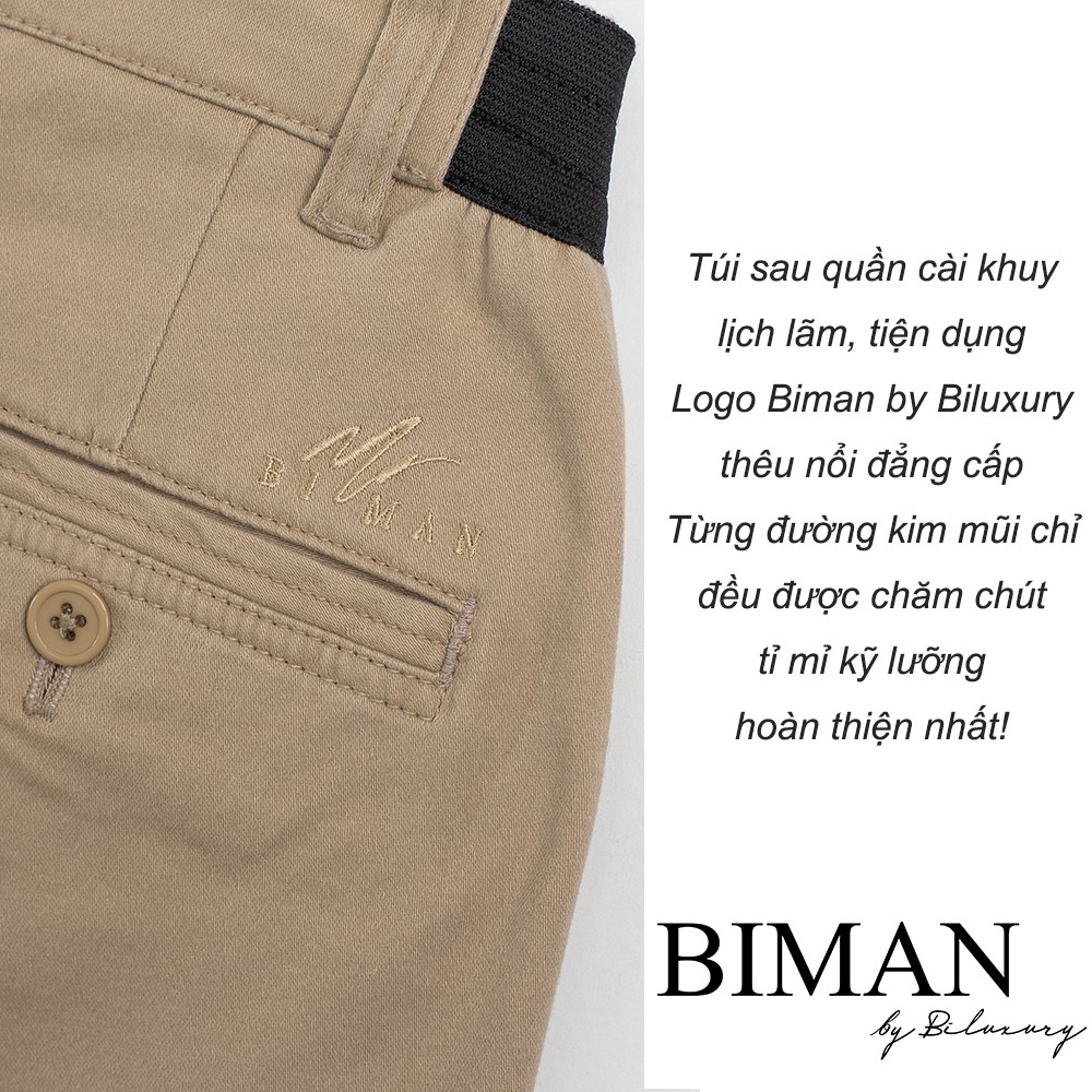 Quần đùi nam Biman By Biluxury kaki short ngố cạp chun khoá cúc tiện dụng lịch lãm 5QNKB002BEV | BigBuy360 - bigbuy360.vn