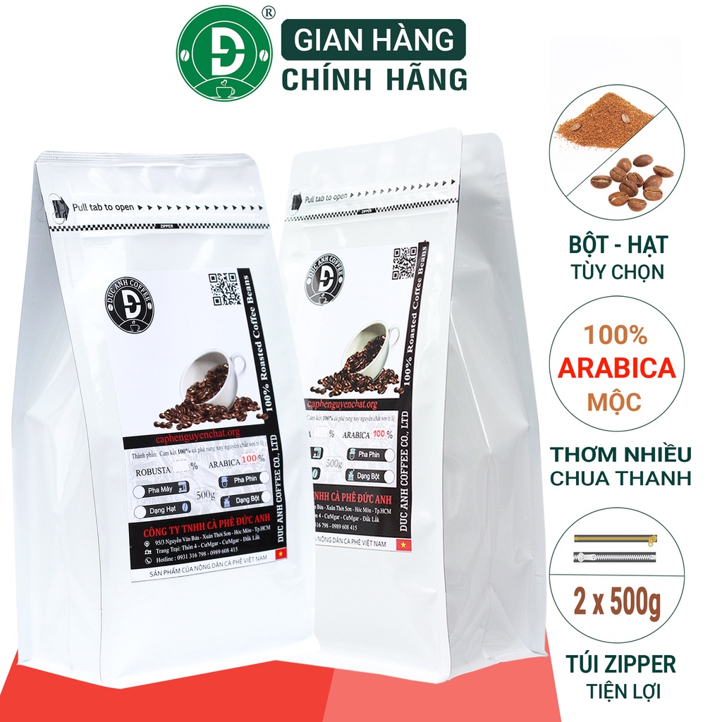 1kg Cà Phê Arabica Cầu Đất Rang Mộc Nguyên Chất Dùng Pha Phin,Pha Máy Thơm Quyến Rũ Chua Thanh Từ Công Ty Cà Phê Đức Anh