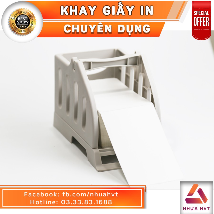 Khay đựng giấy in nhiệt NHỰA HVT, cho máy in nhiệt HPRT size giấy 100*100, 150*100, trắng sữa