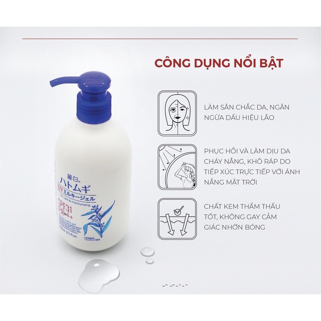 Sữa dưỡng thể chống nắng Hatomugi UV Milky Gel SPF31 PA +++ | BigBuy360 - bigbuy360.vn