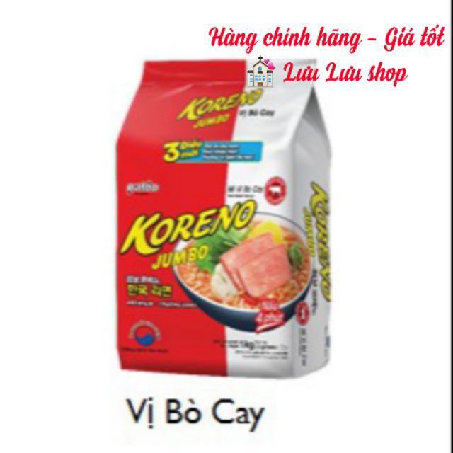 Mì Koreno Jumbo kim chi/bò cay / tôm/ gà 1kg (10 vắt) mẫu mới | BigBuy360 - bigbuy360.vn