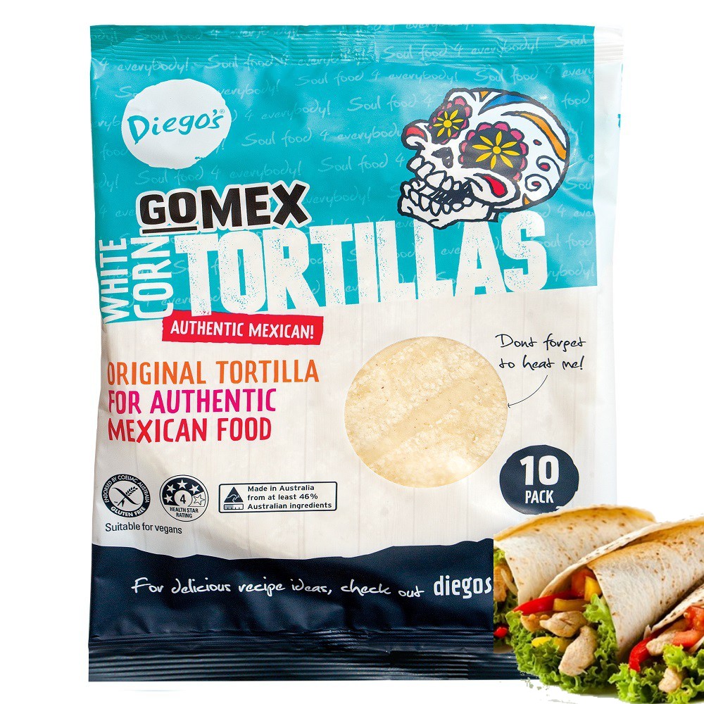 Vỏ Bánh Tortilla Mexico Bắp Không Gluten túi 280g 10 bánh Mexico Corn Tortillas Diego’s