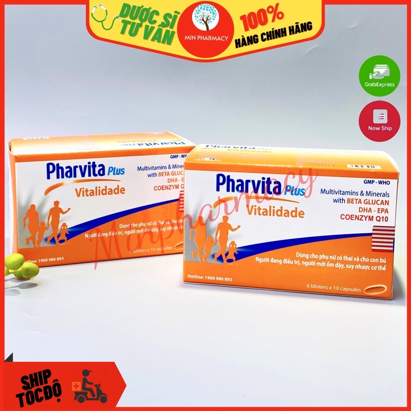 Pharvita Plus Vitalidade Bổ sung vitamin và khoáng chất, Hỗ trợ giúp tăng cường sức đề kháng hộp 60 viên - Minpharmacy