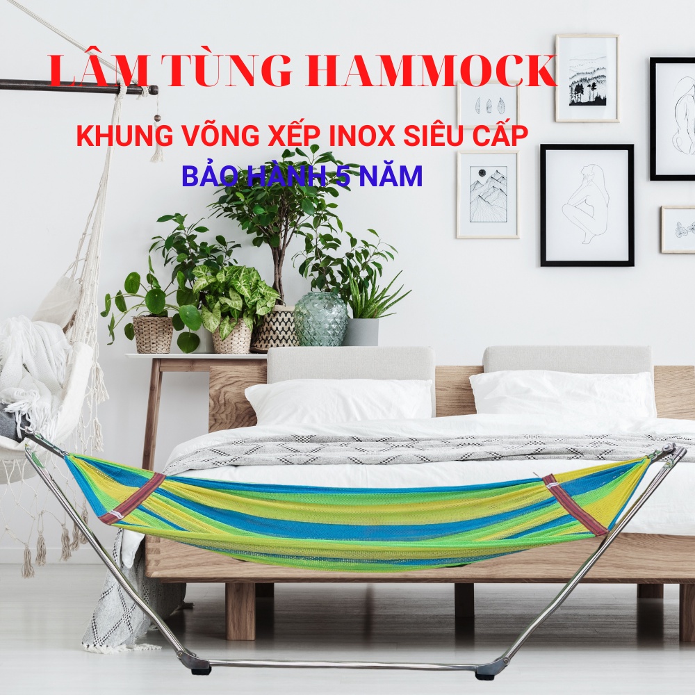 [SIÊU CẤP]:KHUNG VÕNG XẾP INOX CAO CẤP THẾ HỆ MỚI ✅Bảo hành 05 năm✅ỐNG 32 DÀY 1,4 LY HIỆU LÂM TÙNG