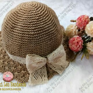 Nón sợi thô phối nơ